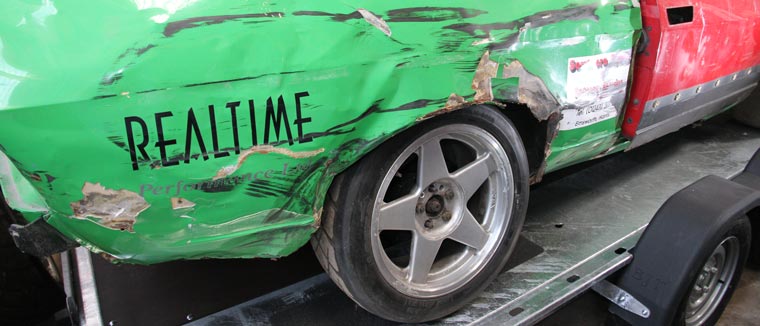 Accident damaged classic car in for repairs